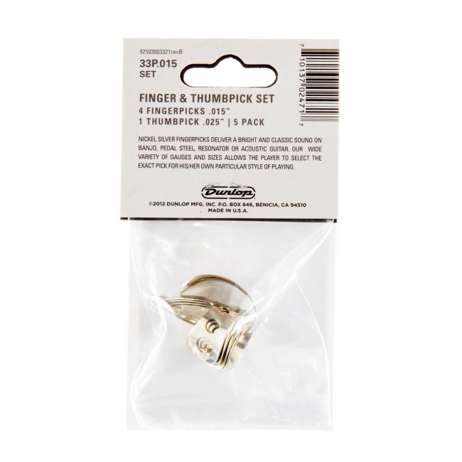 Dunlop .015" sormi- ja peukaloplektra-setti, metallia - Aron Soitin