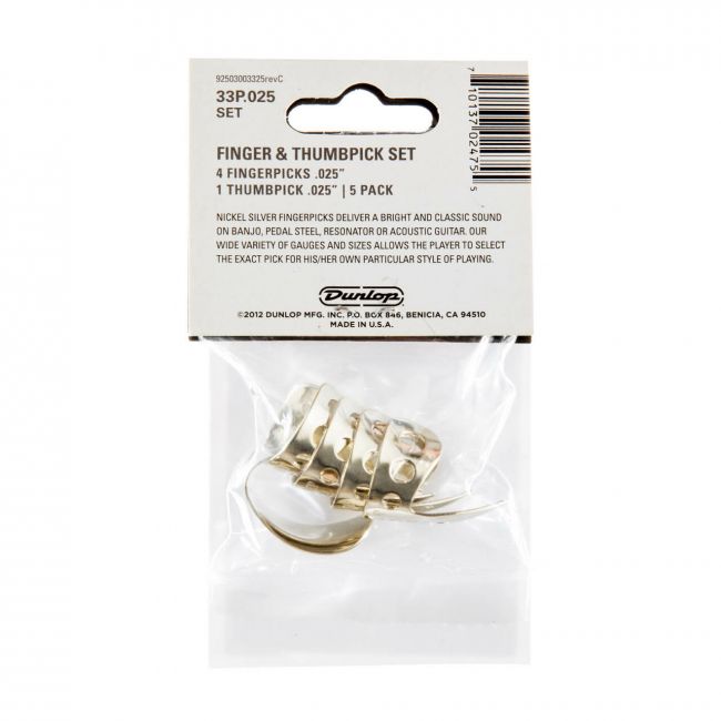 Dunlop .025" sormi- ja peukaloplektra-setti, metallia - Aron Soitin