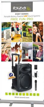 IBIZA SOUND PORT15 KANNETTAVA AKKUKÄYTTÖINEN 800W AKTIIVIKAIUTIN+ KAKSI LANGATONTA MIKKIÄ/USB/SD+BT - Aron Soitin