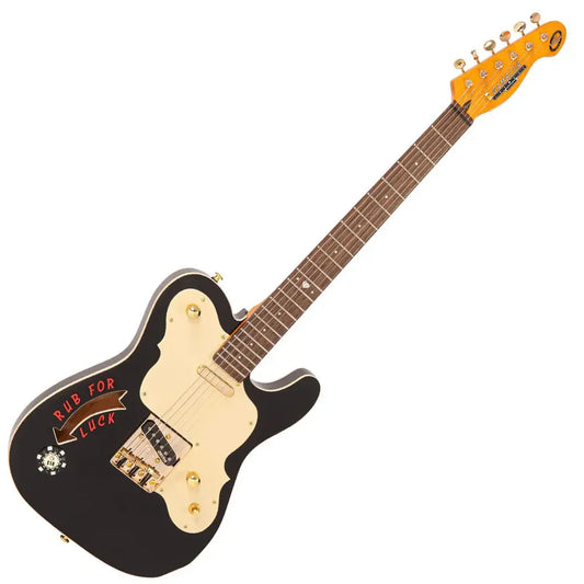 Vintage Joe Doe 'Gambler' Electric Guitar ~ Roulette Wheel Black with Case (in store!)