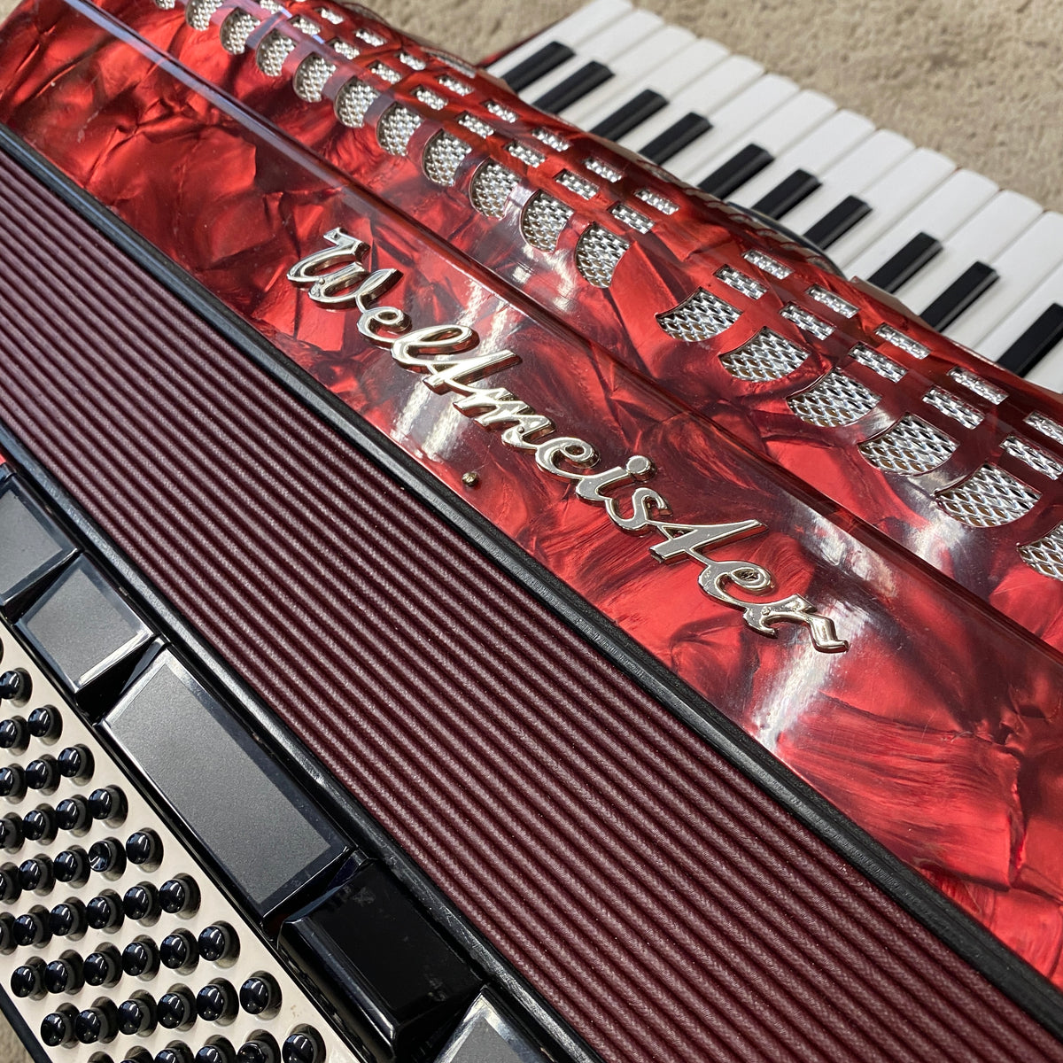 Weltmeister Stella 96-Bass Piano Accordion - Red Pearloid (used)