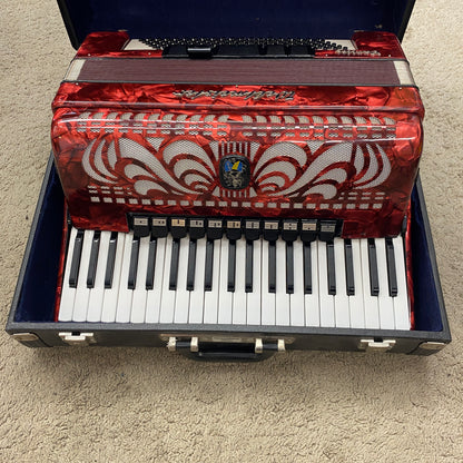 Weltmeister Stella 96-Bass Piano Accordion - Red Pearloid (used)