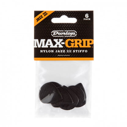 Dunlop Max-Grip Jazz III Stiffo -plektrat, 6kpl - Aron Soitin