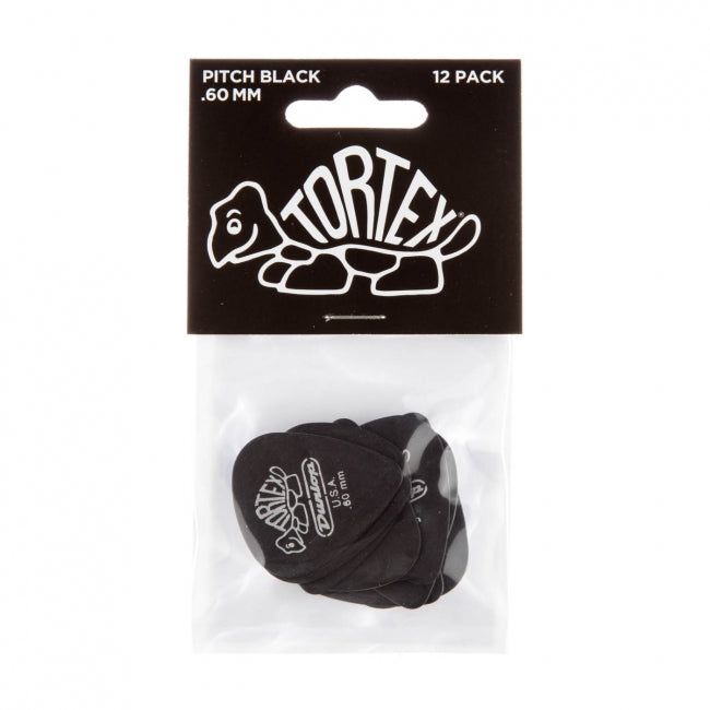 Dunlop Tortex Pitch Black -plektrat 0.60mm, 12kpl - Aron Soitin