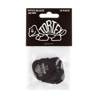 Dunlop Tortex Pitch Black -plektrat 0.60mm, 12kpl - Aron Soitin