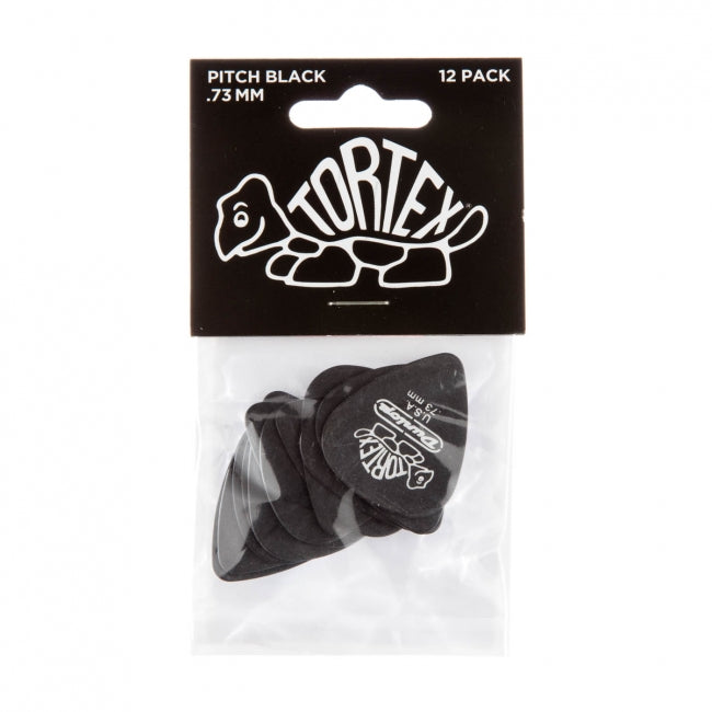 Dunlop Tortex Pitch Black -plektrat 0.73mm, 12kpl - Aron Soitin