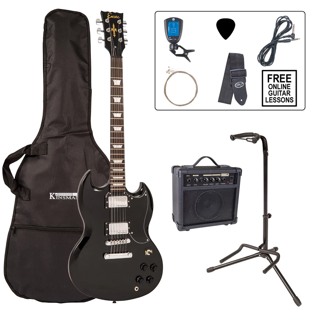 Encore EBP-E69BLK Electric Guitar Pack Gloss Black - Aron Soitin