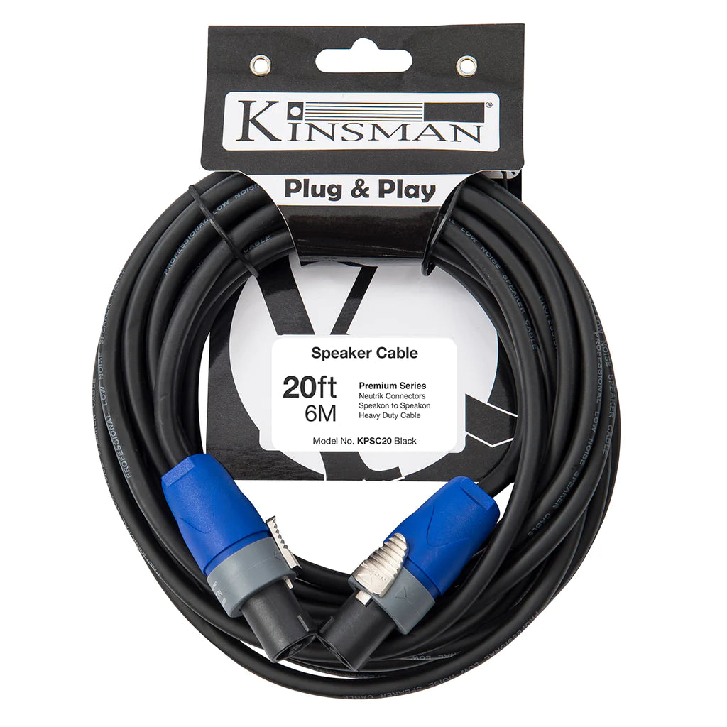 Kinsman Premium Speaker Cable ~ Neutrik speakOn Connectors ~ 20ft/6m - Aron Soitin