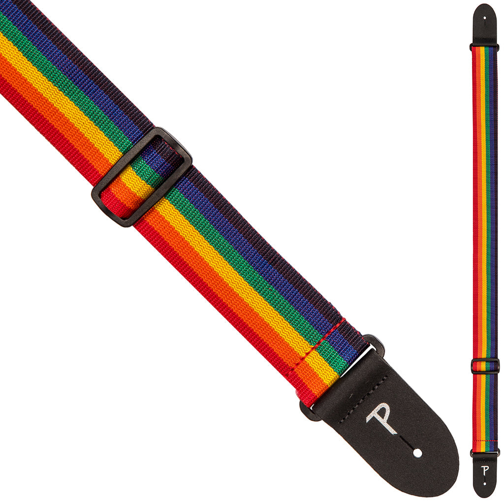 Perri's Polyester Extra Long Guitar Strap ~ Rainbow - Aron Soitin