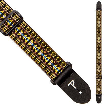 Perri's 2" Retro Hootenanny Poly Guitar Strap Yellow Brown - Aron Soitin