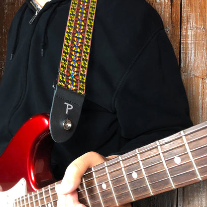 Perri's 2" Retro Hootenanny Poly Guitar Strap Yellow Brown - Aron Soitin