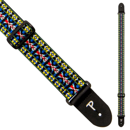 Perri's 2" Retro Hootenanny Poly Guitar Strap Blue Yellow Red - Aron Soitin