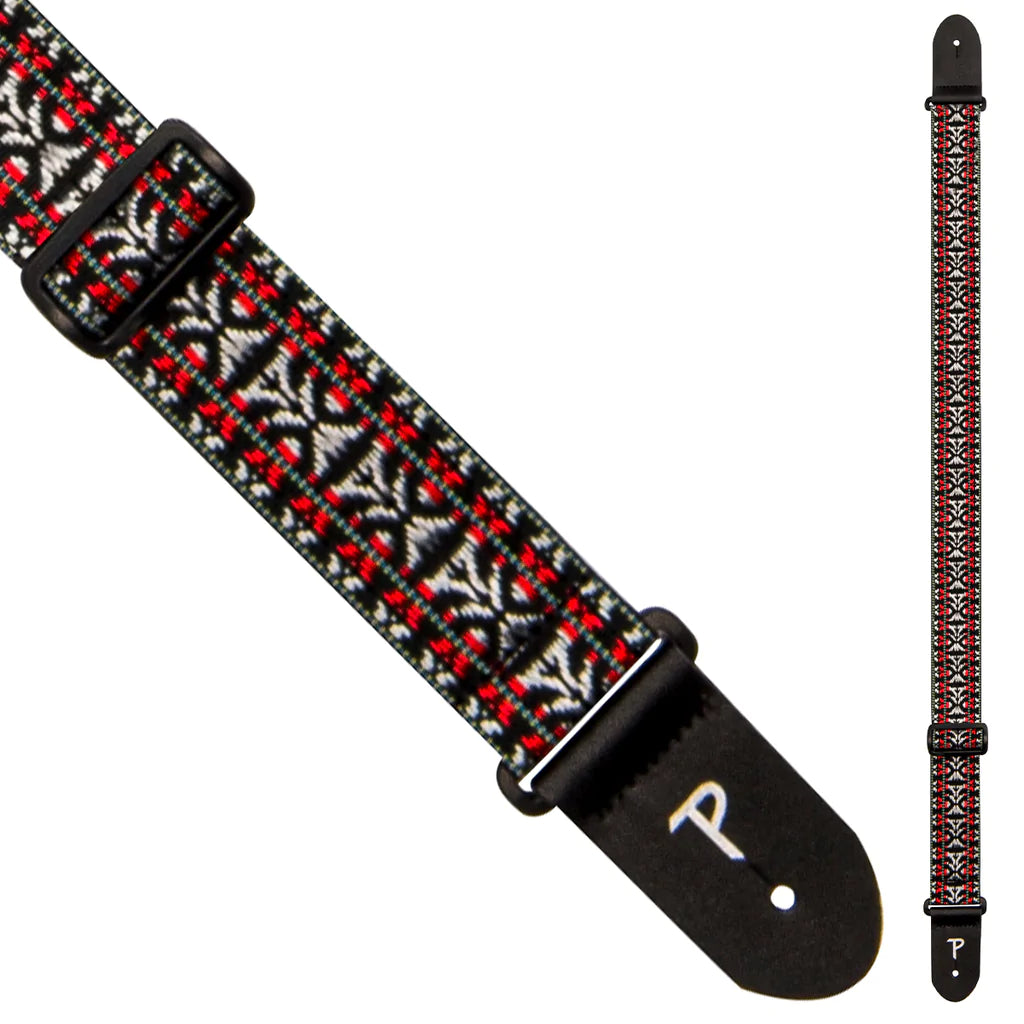 Perri's 2" Retro Hootenanny Poly Guitar Strap ~ Silver Red - Aron Soitin