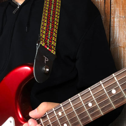 Perri's 2" Retro Hootenanny Poly Guitar Strap ~ Yellow Red - Aron Soitin