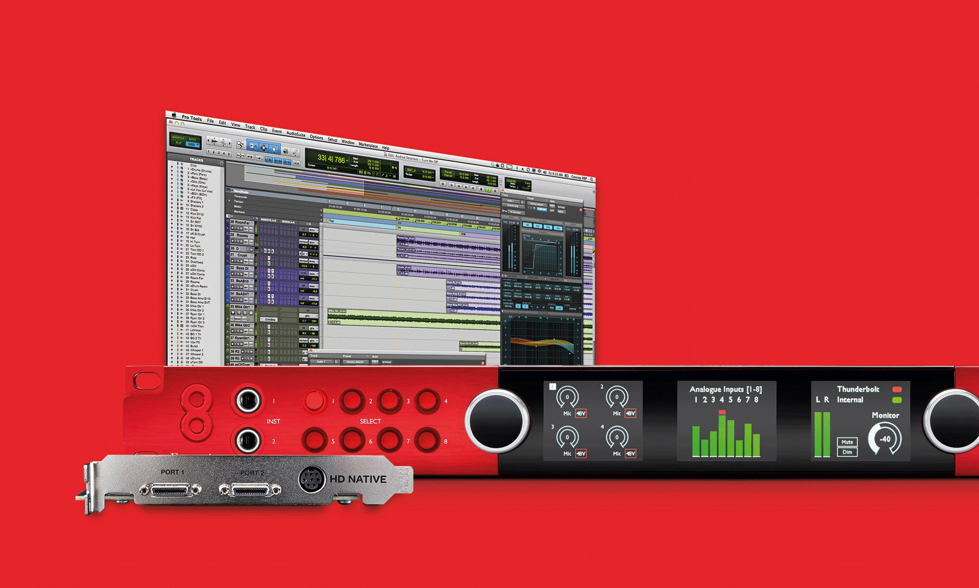 Focusrite RED 8Pre Thunderbolt™ 2, Pro Tools|HD ja Dante™ Interface - Aron Soitin
