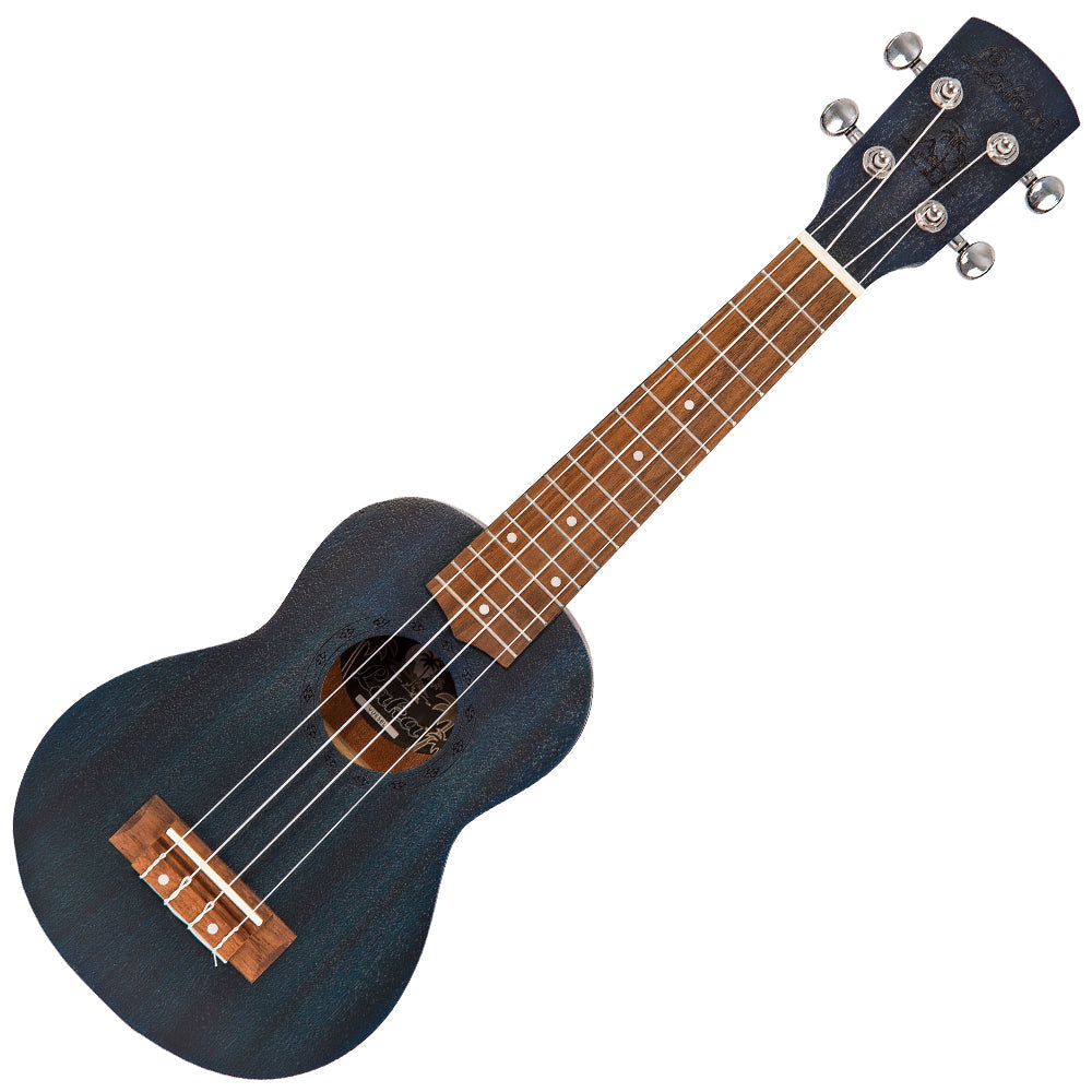 Laka Sapele Series Soprano Ukulele & Bag ~ Midnight Blue - Aron Soitin