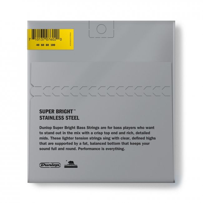 Dunlop Super Bright Steel 40-100 Medium Scale - Aron Soitin