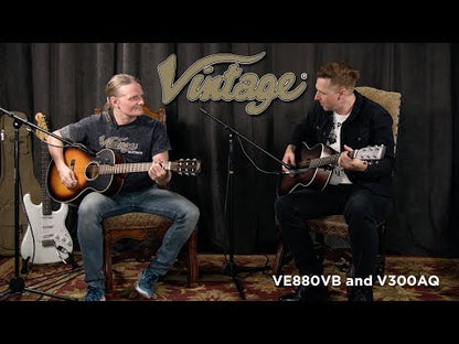 Vintage V300AQ Acoustic Antiqued Folk Guitar (in store!)