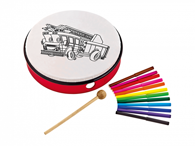 Nino Percussion 10" väritettävä kehärumpu paloauto - Aron Soitin